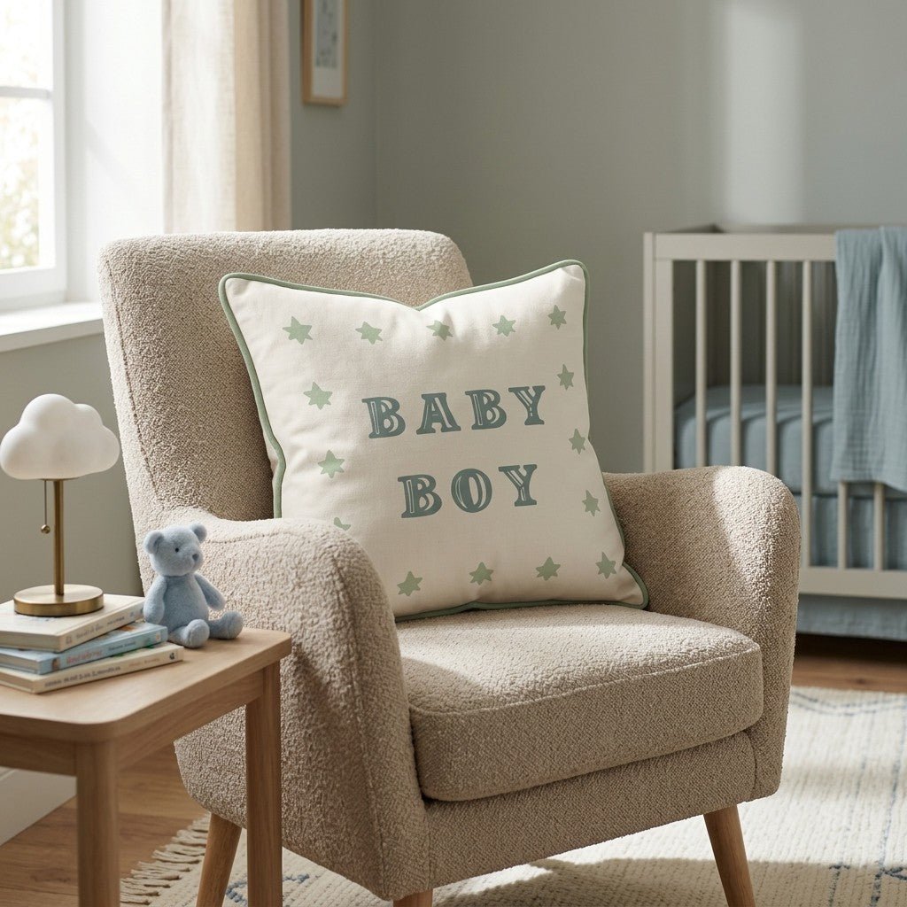 Hello Baby Boy Throw Pillow - Hillcroft Home