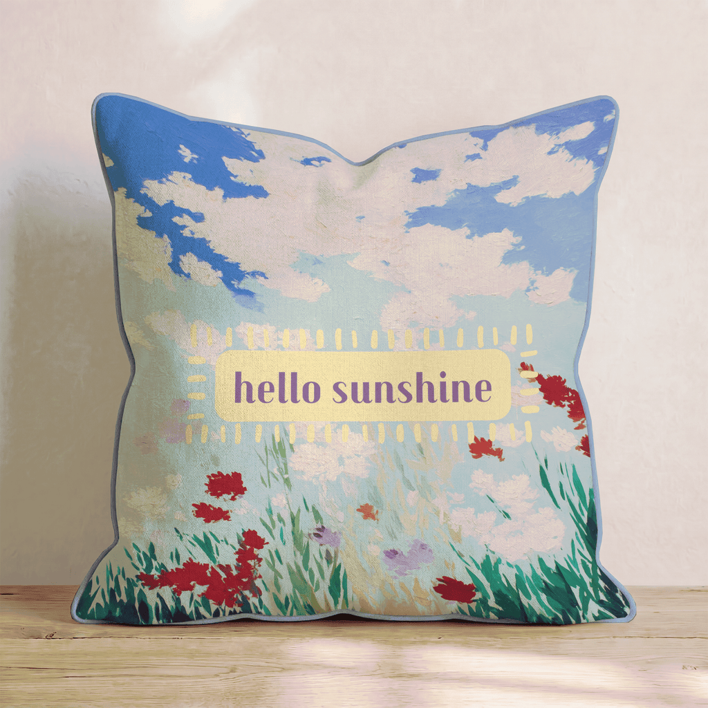 hello sunshine Throw Pillow - Hillcroft Home