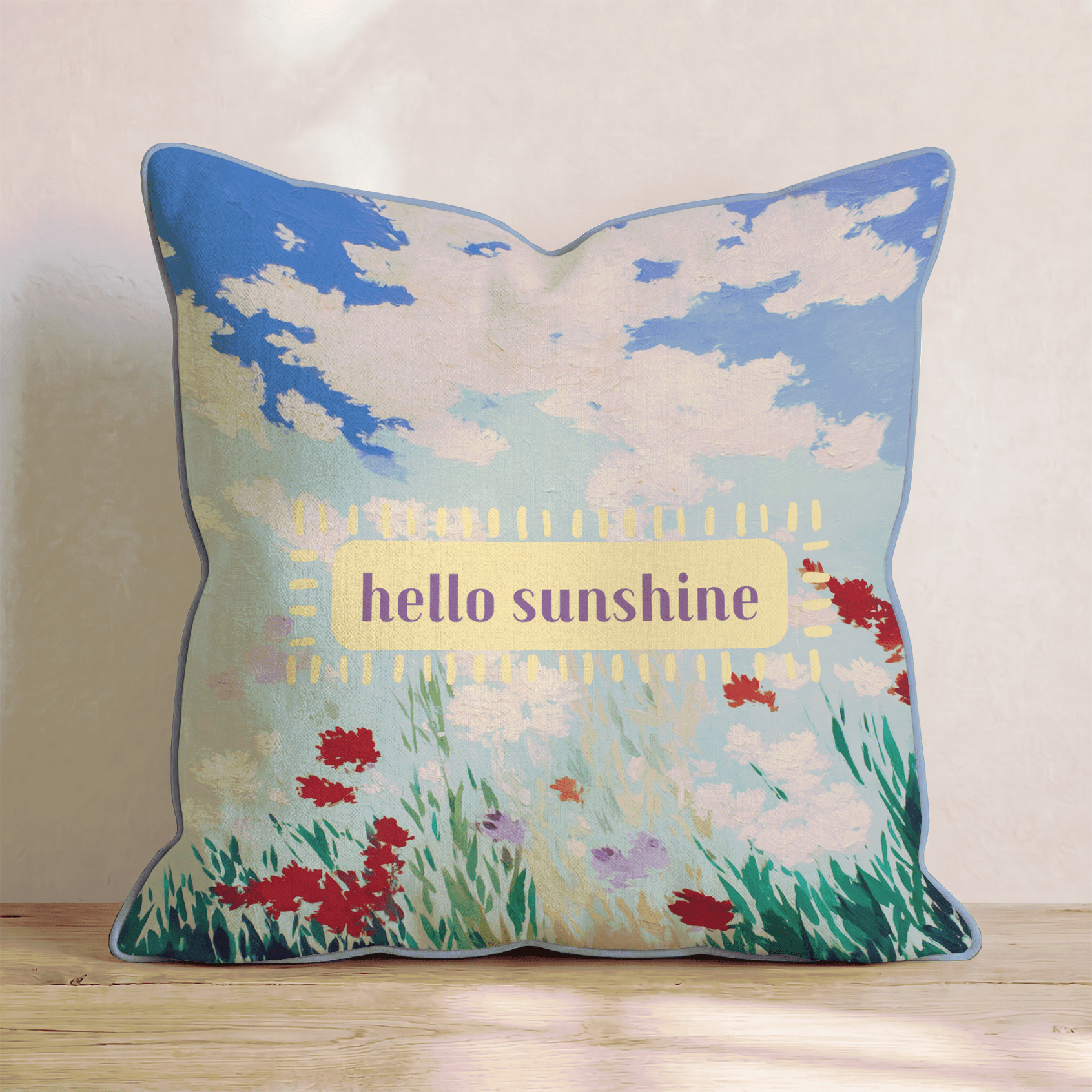 hello sunshine Throw Pillow - Hillcroft Home