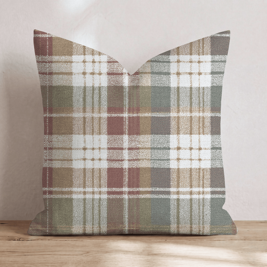 Heritage Autumn Tartan Throw Pillow - Hillcroft Home