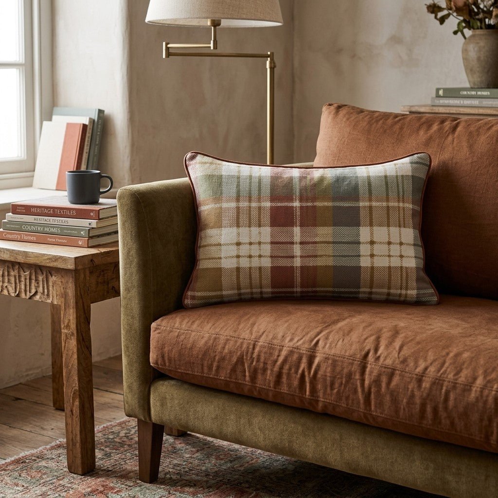 Heritage Autumn Tartan Throw Pillow - Hillcroft Home
