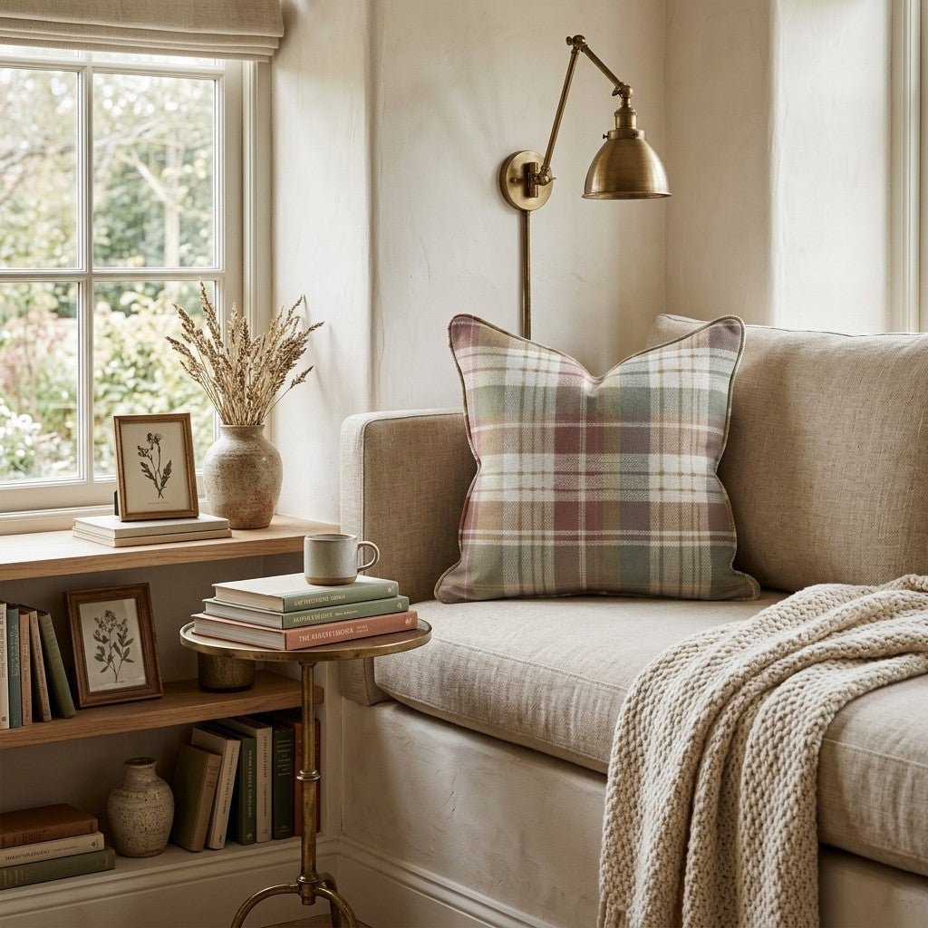 Heritage Autumn Tartan Throw Pillow - Hillcroft Home