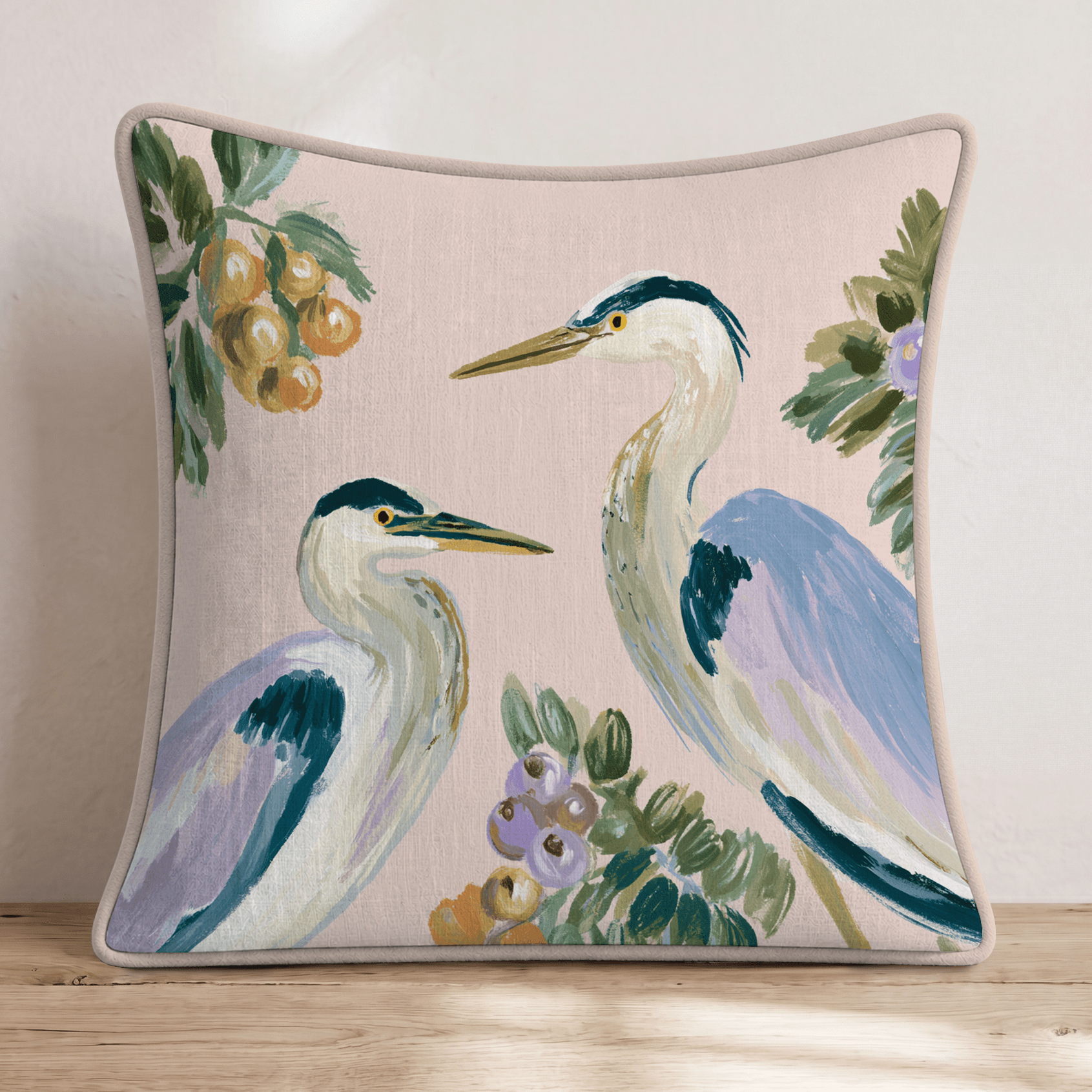 Heron Pair Throw Pillow - Hillcroft Home