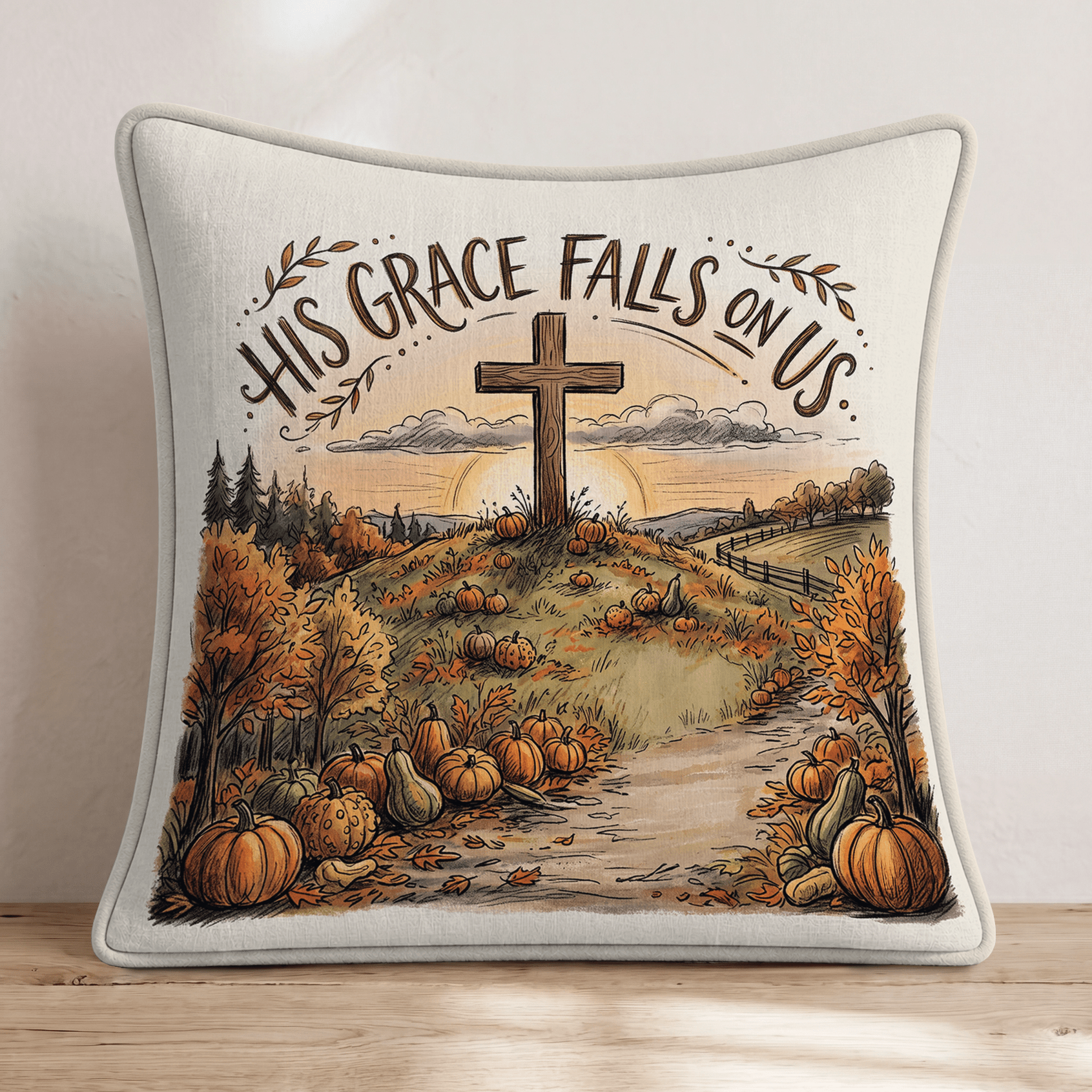 His Grace Throw Pillow - Hillcroft Home
