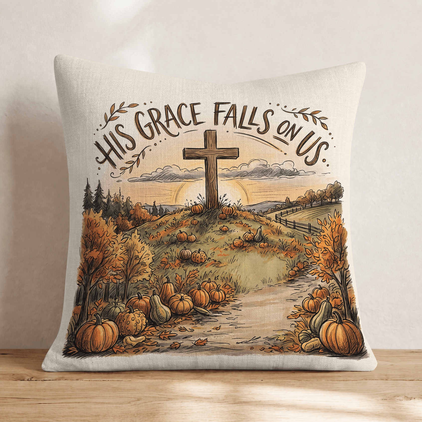 His Grace Throw Pillow - Hillcroft Home