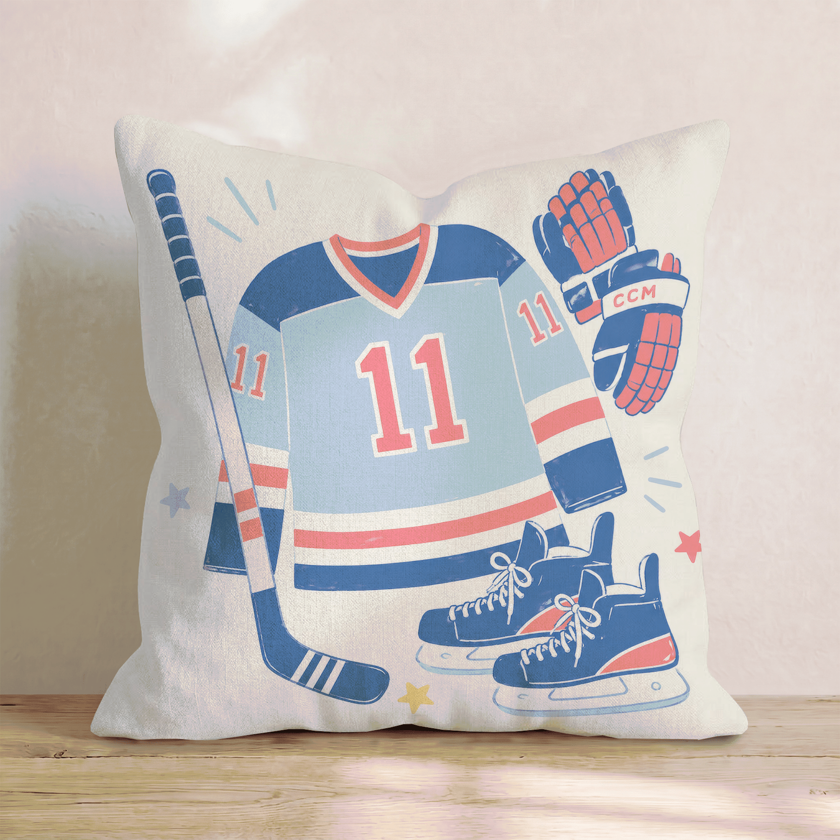 Hockey Gear Throw Pillow - Hillcroft Home