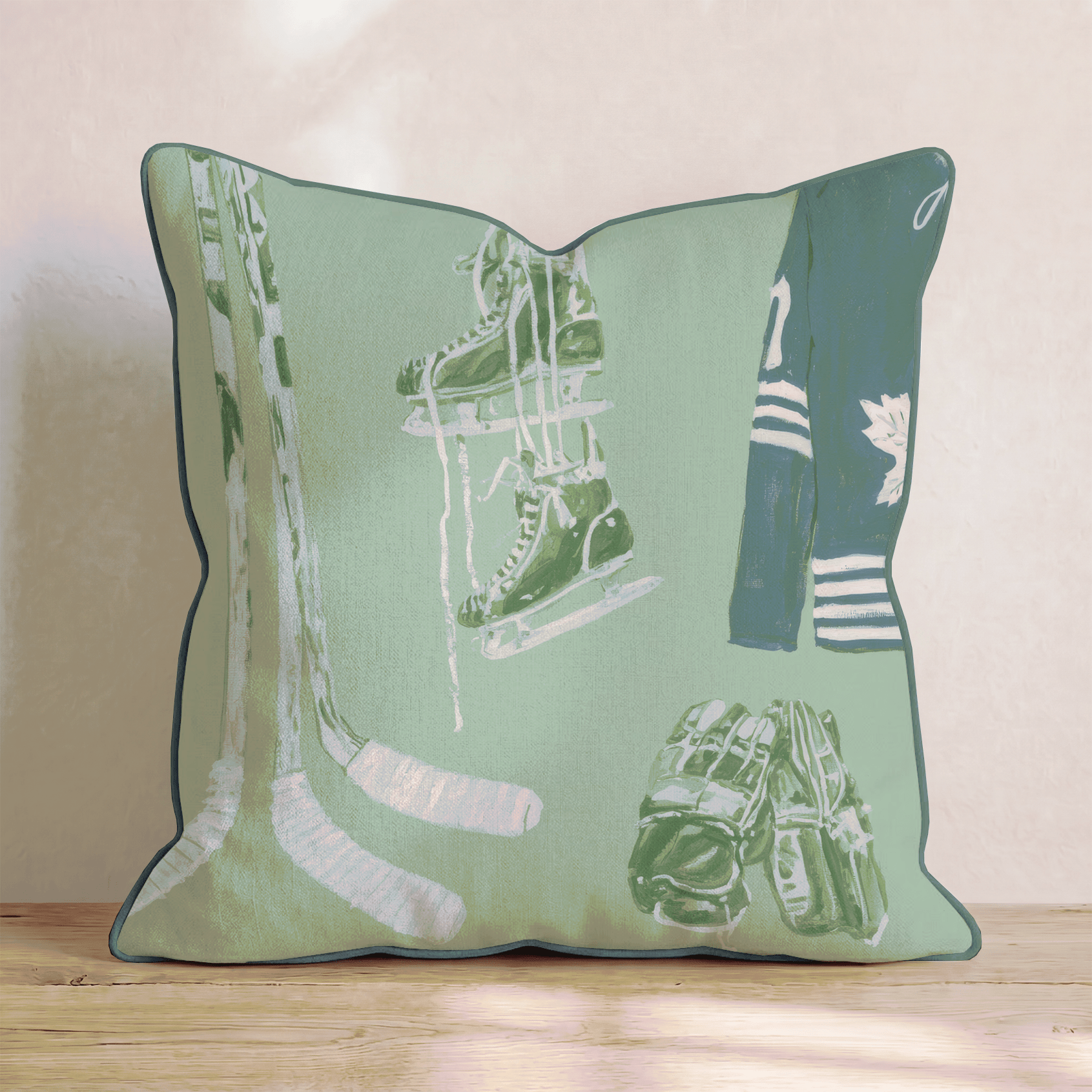 Hockey Locker Room Throw Pillow - Hillcroft Home