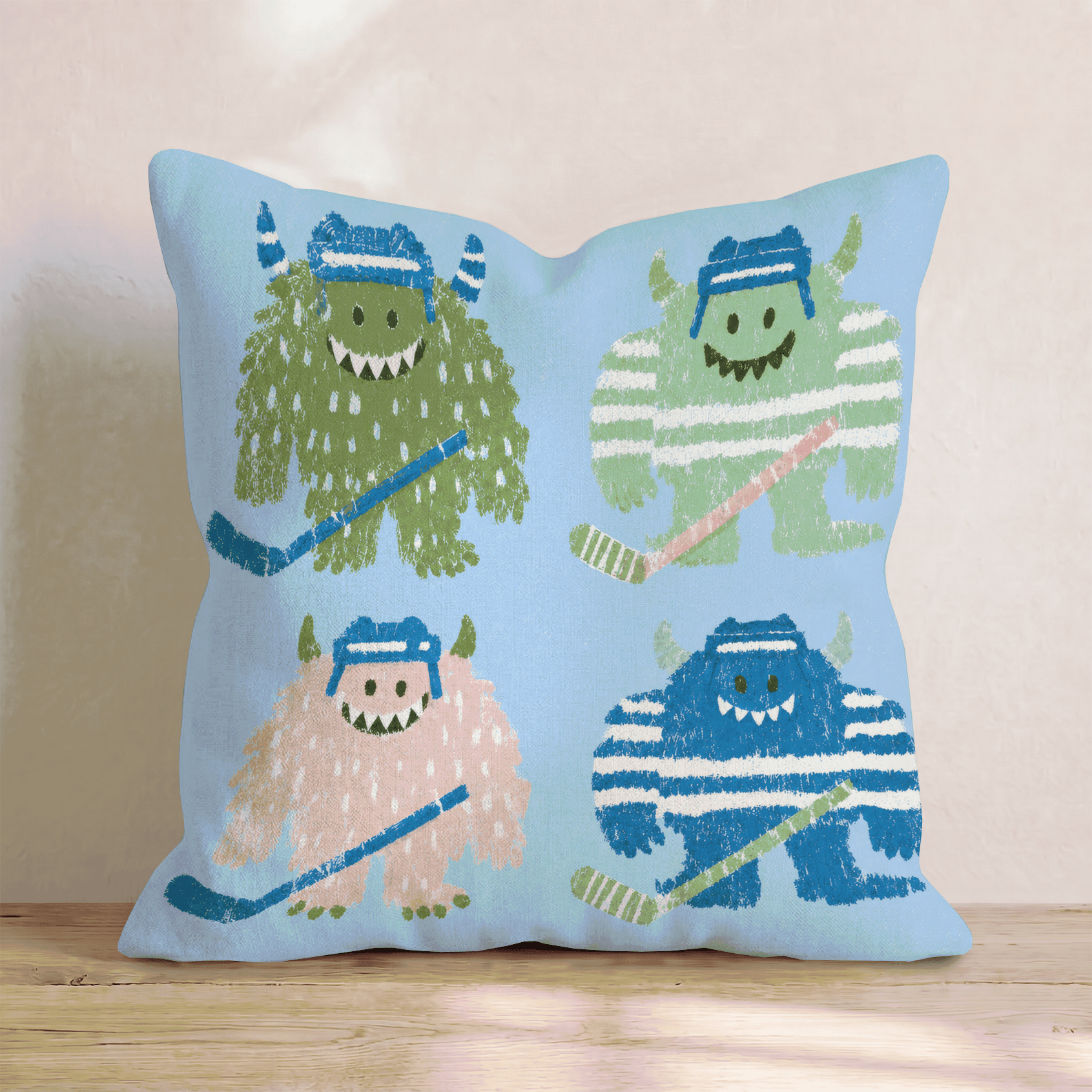 Hockey Monsters Throw Pillow - Hillcroft Home