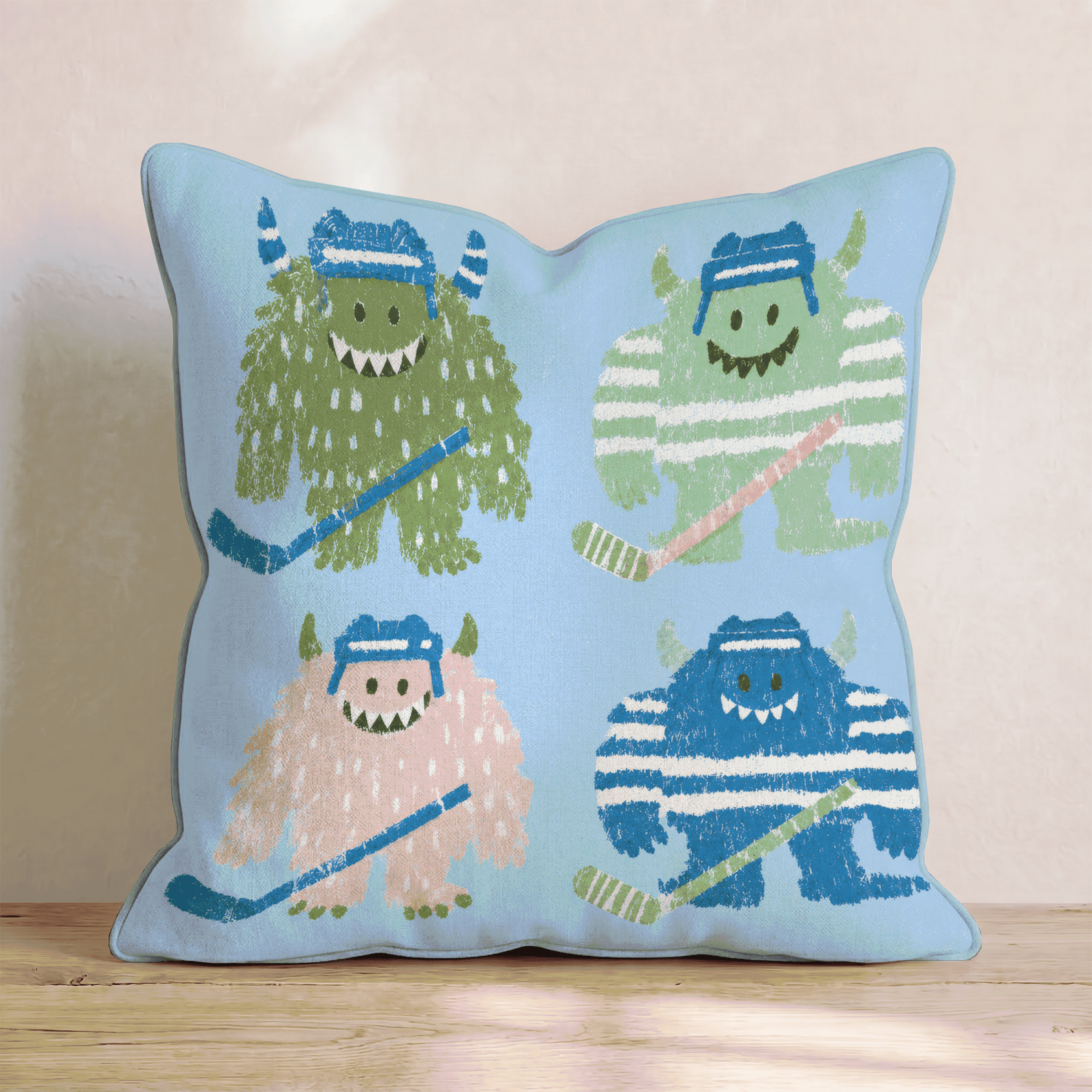 Hockey Monsters Throw Pillow - Hillcroft Home