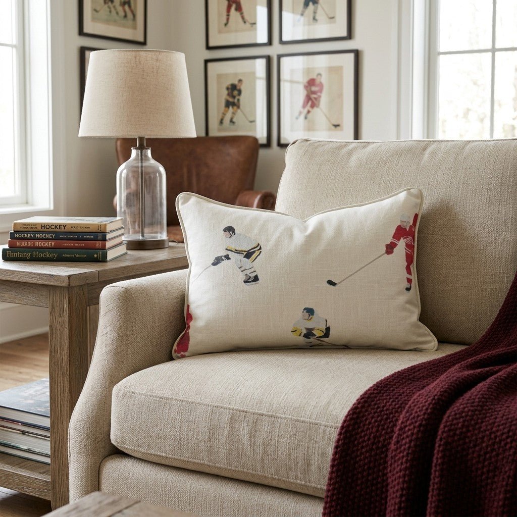 Hockey Plays and FIghts Throw Pillow - Hillcroft Home