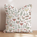 Holiday Drinks Holly Cream Throw Pillow - Hillcroft Home