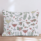Holiday Drinks Holly Cream Throw Pillow - Hillcroft Home
