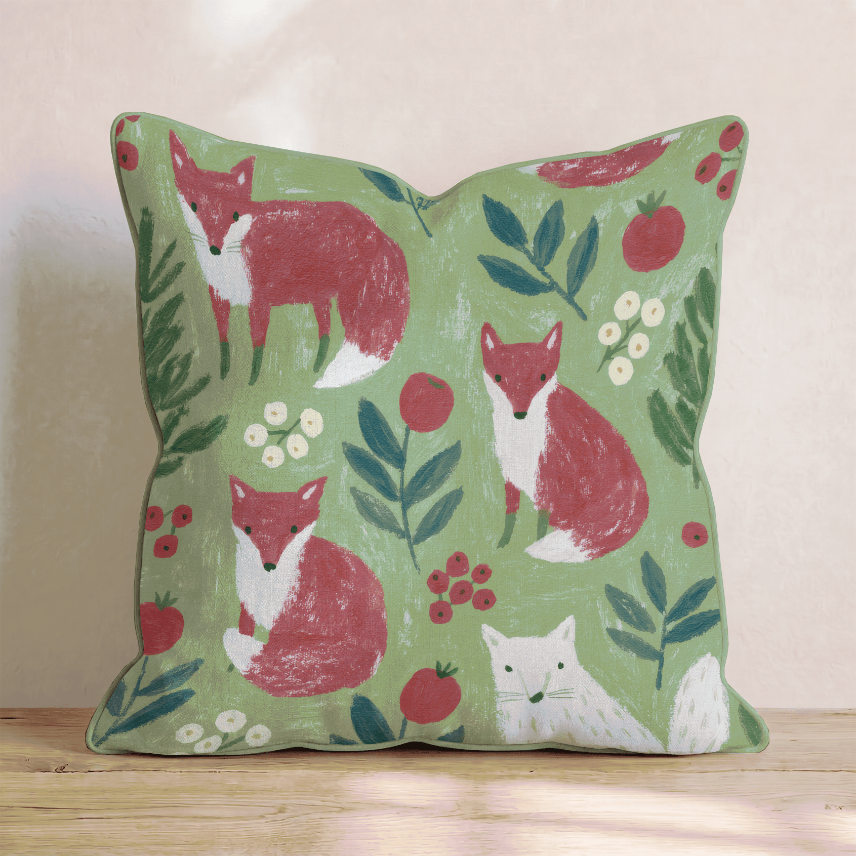 Holiday Fox Throw Pillow - Hillcroft Home