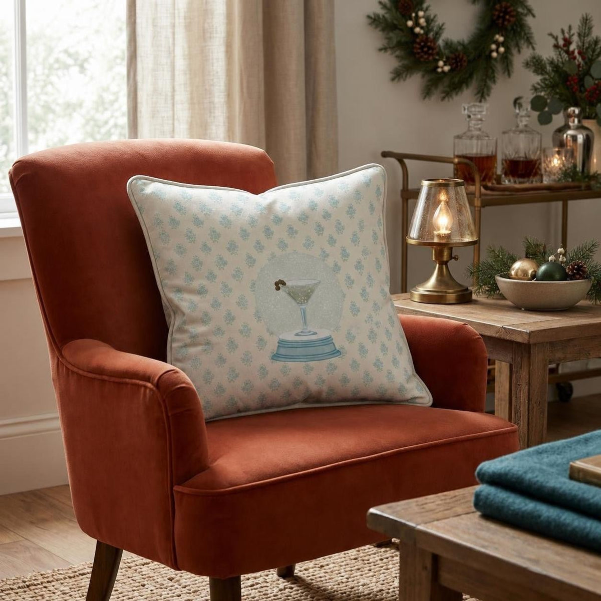 Holiday Happy Hour Throw Pillow throw pillow - Hillcroft Home