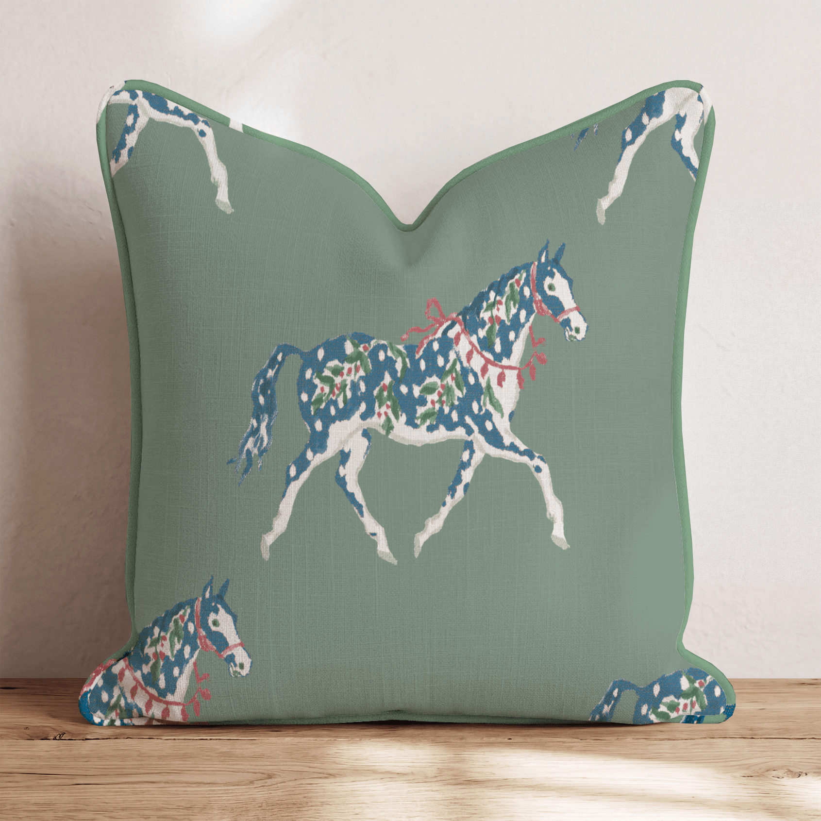 Holiday Horses Throw Pillow - Hillcroft Home