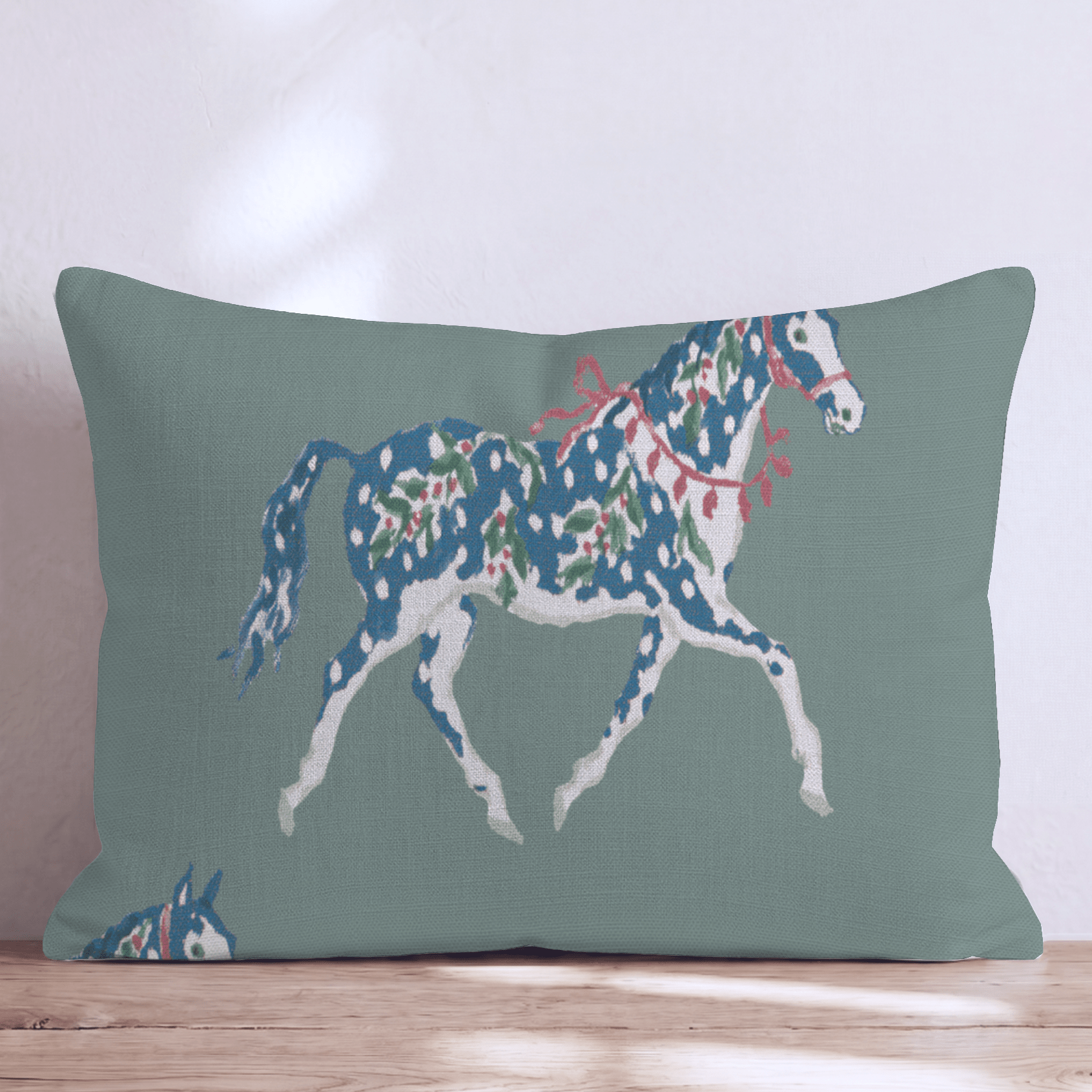 Holiday Horses Throw Pillow - Hillcroft Home