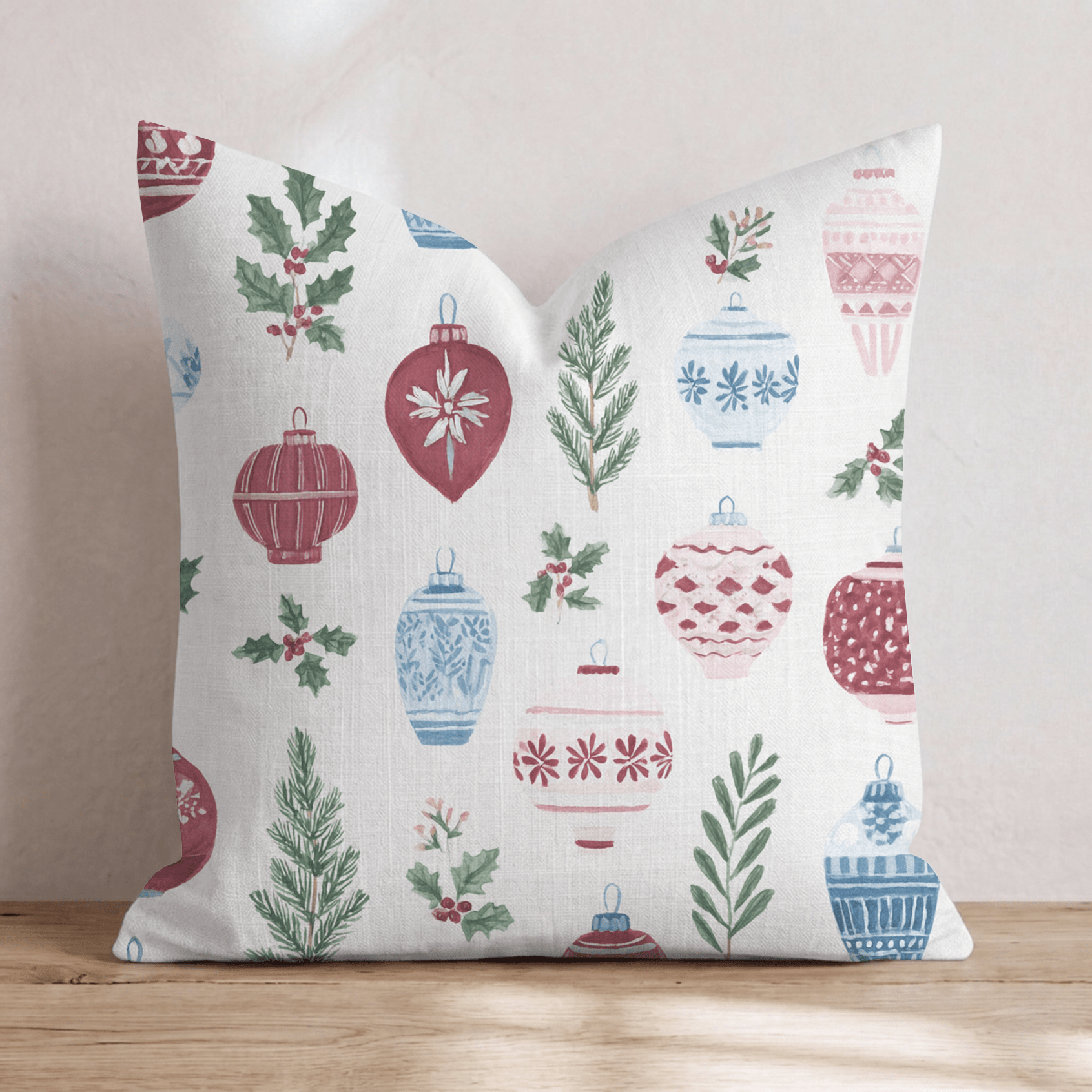 Holiday Ornament Collection Throw Pillow - Hillcroft Home