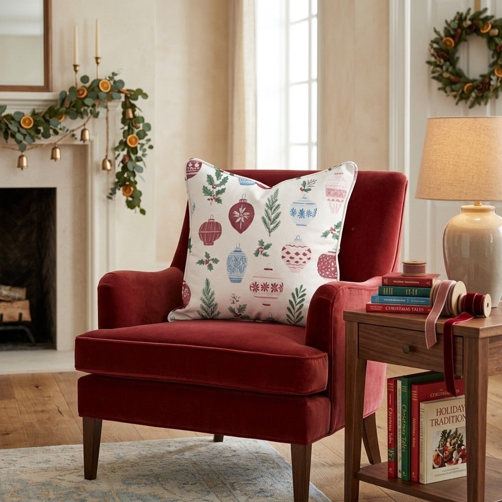 Holiday Ornament Collection Throw Pillow - Hillcroft Home