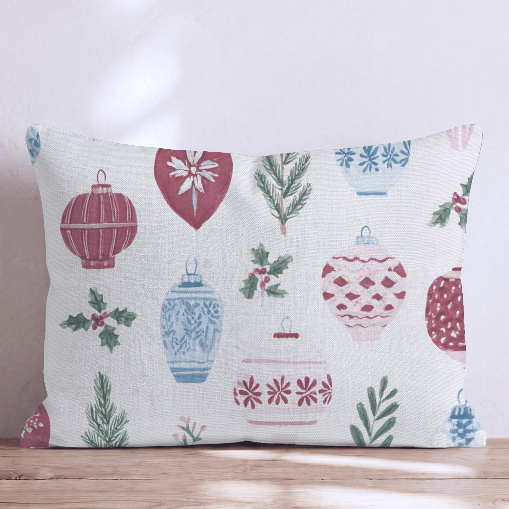 Holiday Ornament Collection Throw Pillow - Hillcroft Home