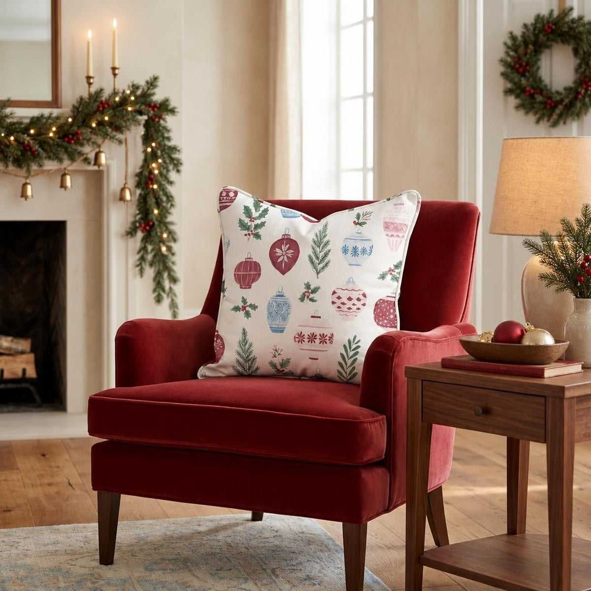 Holiday Ornament Collection Throw Pillow throw pillow - Hillcroft Home