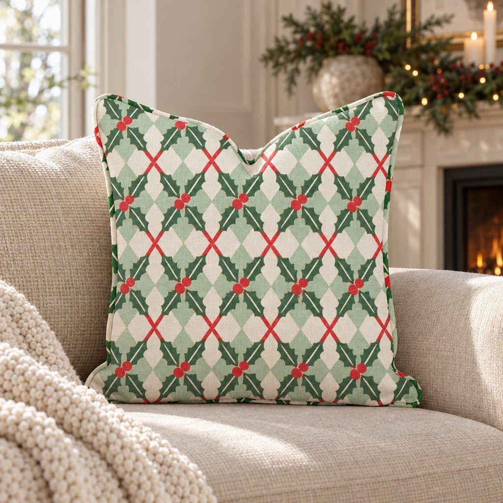 Holly Argyle Sweater Throw Pillow throw pillow - Hillcroft Home