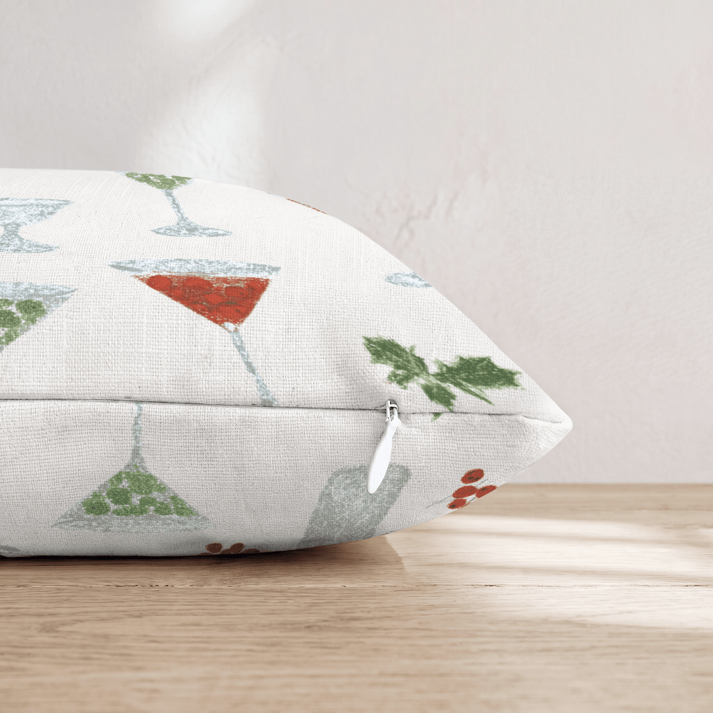 Holly Bottle Bar Cream Throw Pillow - Hillcroft Home