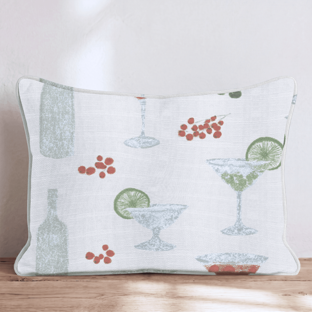 Holly Bottle Bar Cream Throw Pillow - Hillcroft Home