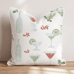 Holly Bottle Bar Cream Throw Pillow - Hillcroft Home