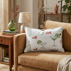 Holly Bottle Bar Cream Throw Pillow - Hillcroft Home