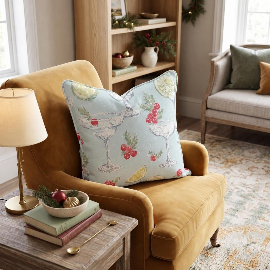 Holly Coupe Blue Throw Pillow throw pillow - Hillcroft Home