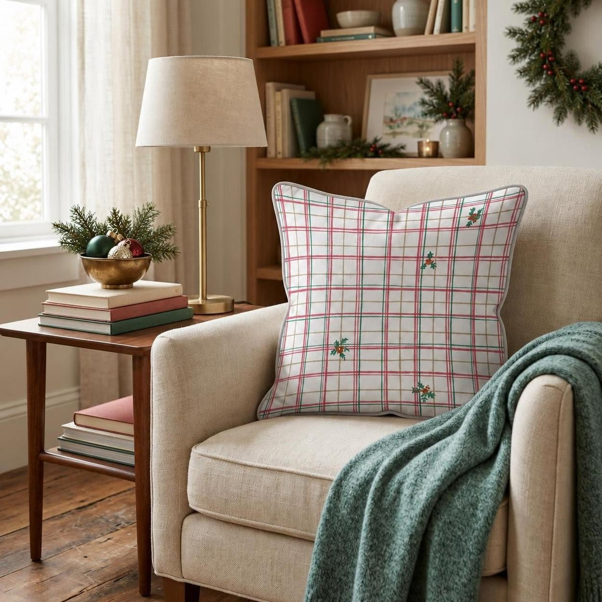 Holly Days Lite Throw Pillow throw pillow - Hillcroft Home