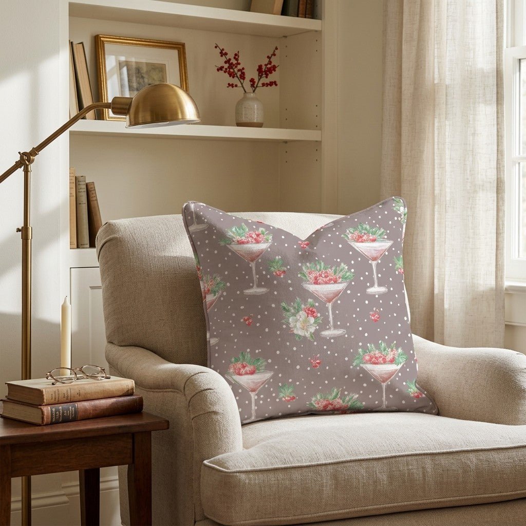Holly Espresso Martini Throw Pillow - Hillcroft Home