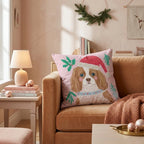 Holly Hat Cavalier King Charles Spaniel Throw Pillow - Hillcroft Home