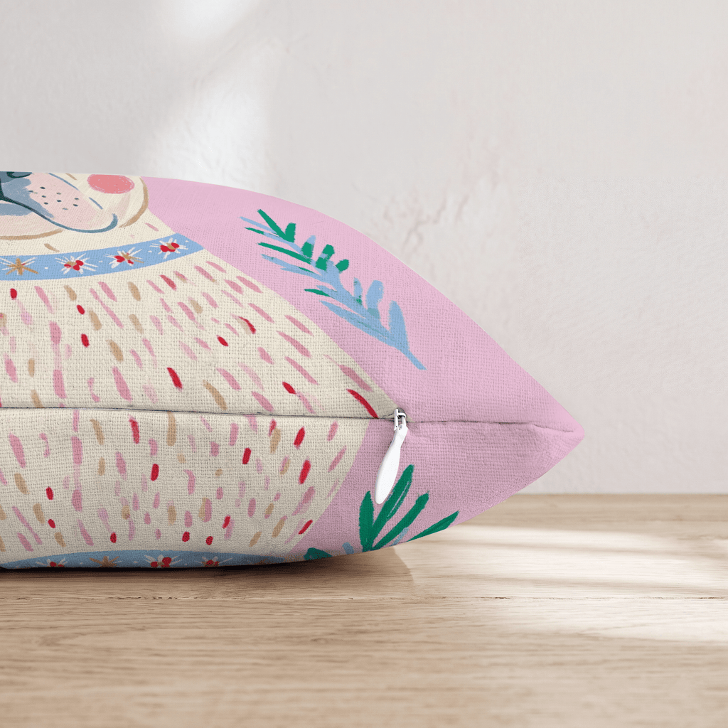 Holly Hat French Bulldog Throw Pillow - Hillcroft Home