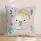 Holly Hat French Bulldog Throw Pillow - Hillcroft Home