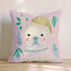 Holly Hat French Bulldog Throw Pillow - Hillcroft Home