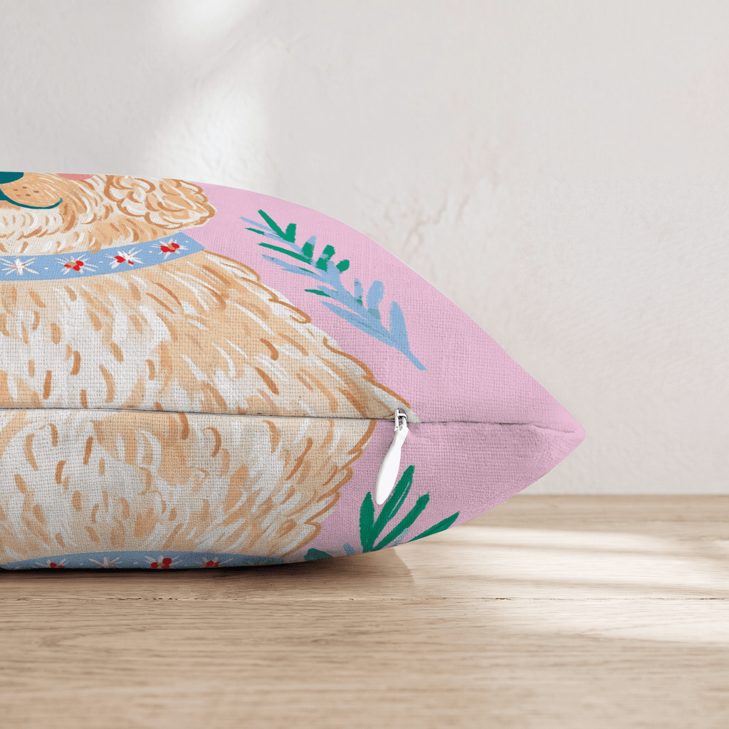 Holly Hat Goldendoodle Throw Pillow - Hillcroft Home