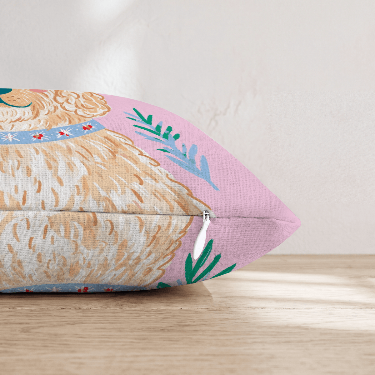 Holly Hat Goldendoodle Throw Pillow - Hillcroft Home