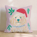 Holly Hat Goldendoodle Throw Pillow - Hillcroft Home