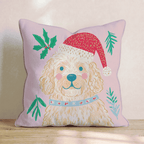 Holly Hat Goldendoodle Throw Pillow - Hillcroft Home