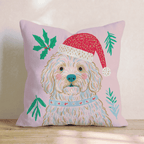 Holly Hat Labradoodle Throw Pillow - Hillcroft Home