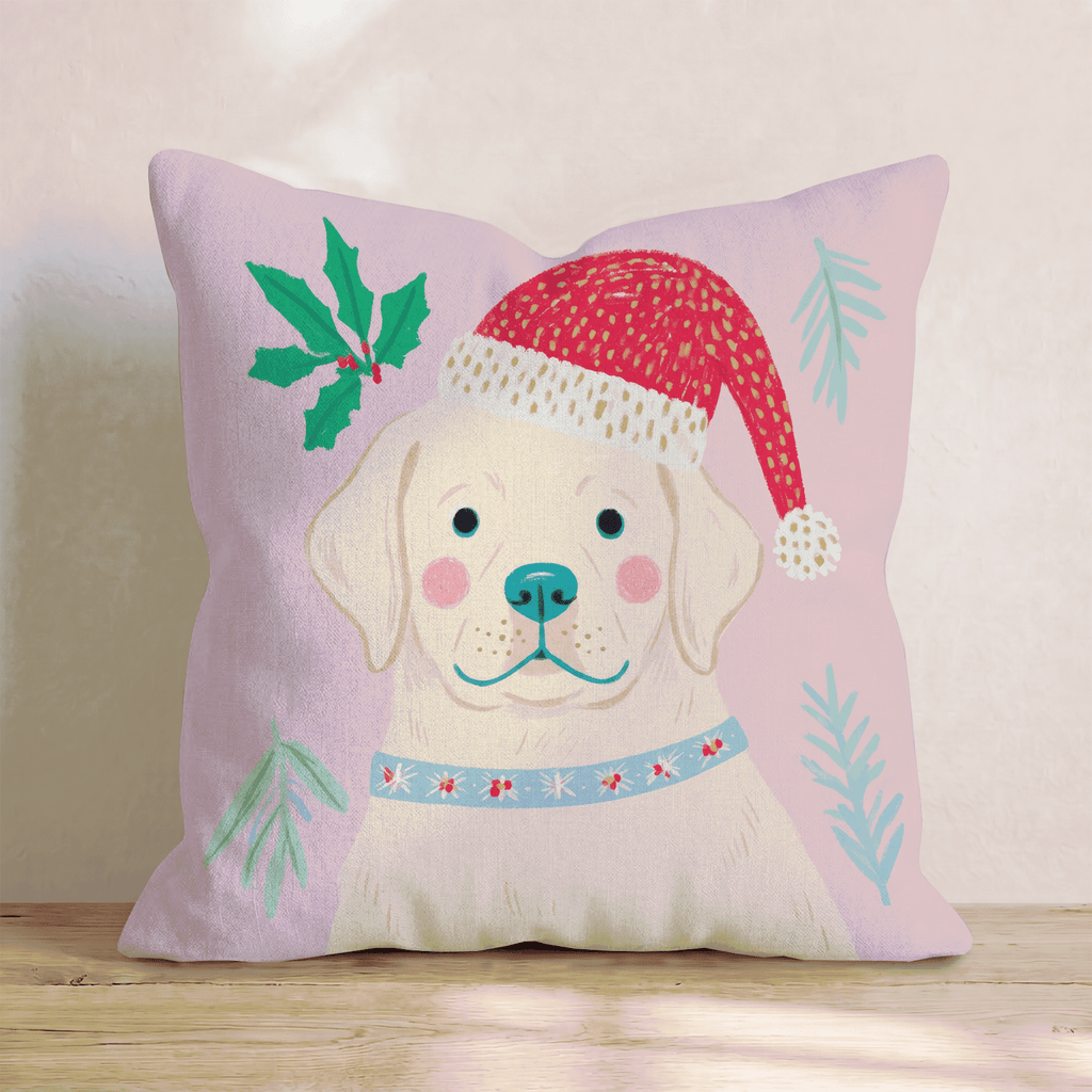 Holly Hat Labrador Retriever Throw Pillow - Hillcroft Home