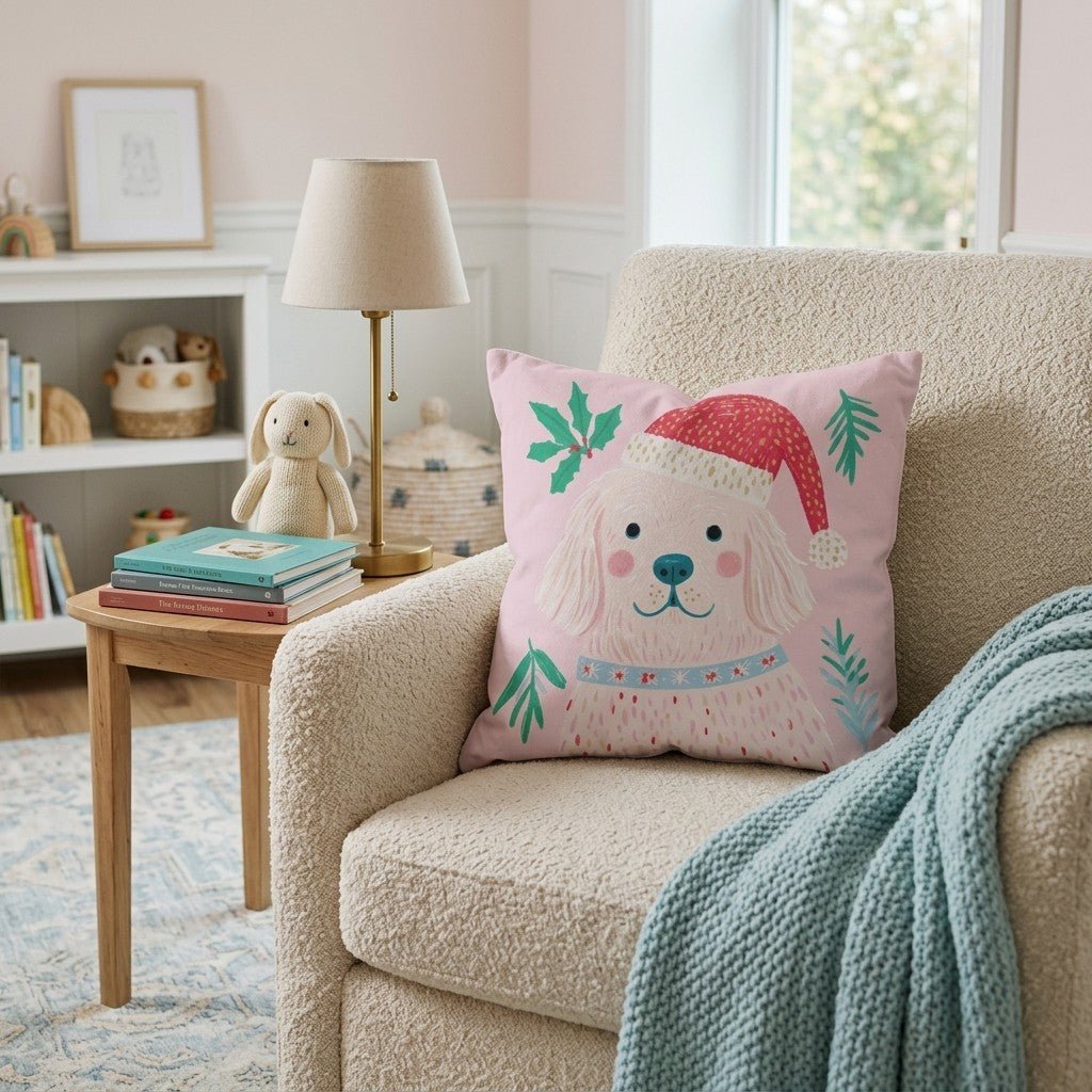 Holly Hat Retriever Throw Pillow - Hillcroft Home