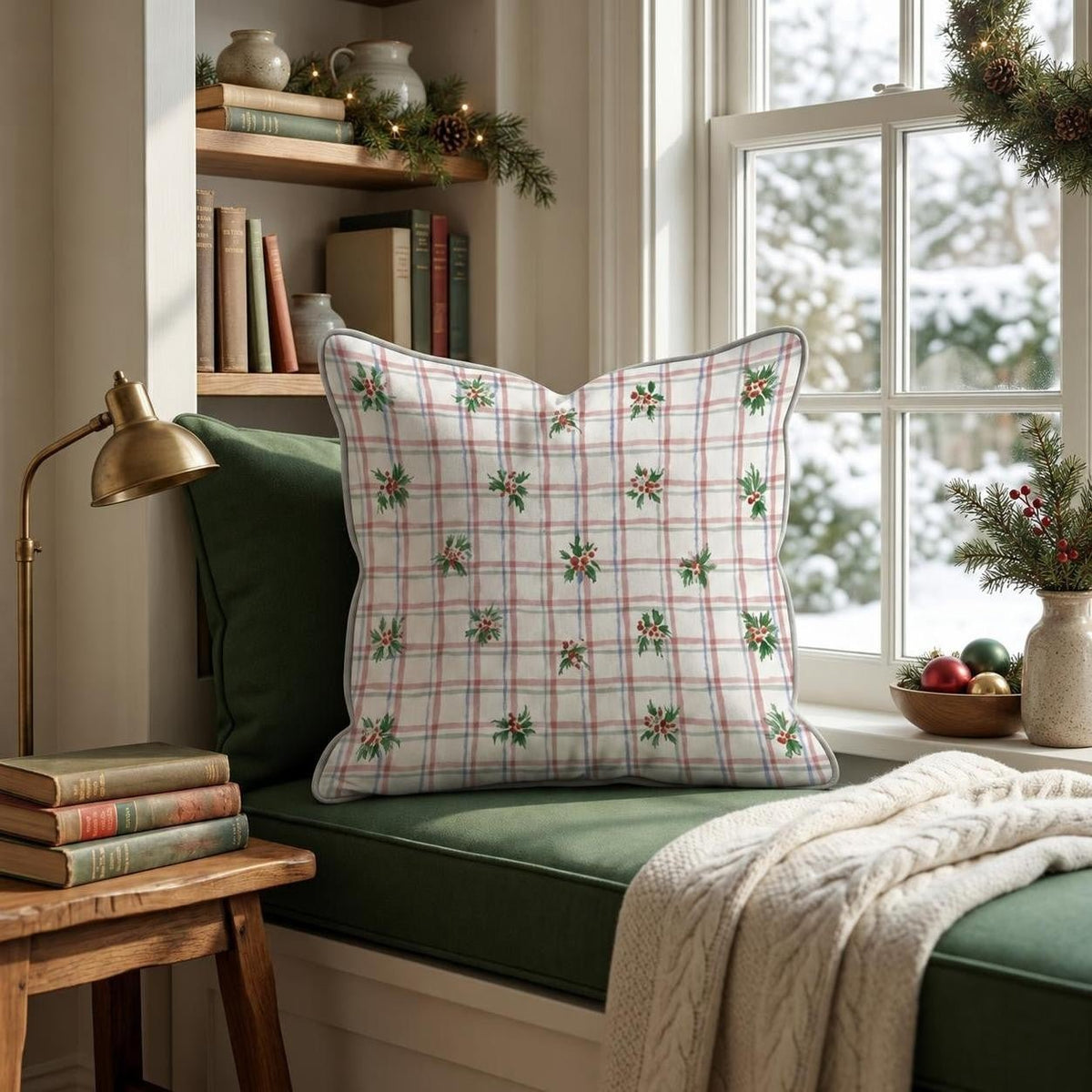 Holly Jolly Bold Throw Pillow throw pillow - Hillcroft Home