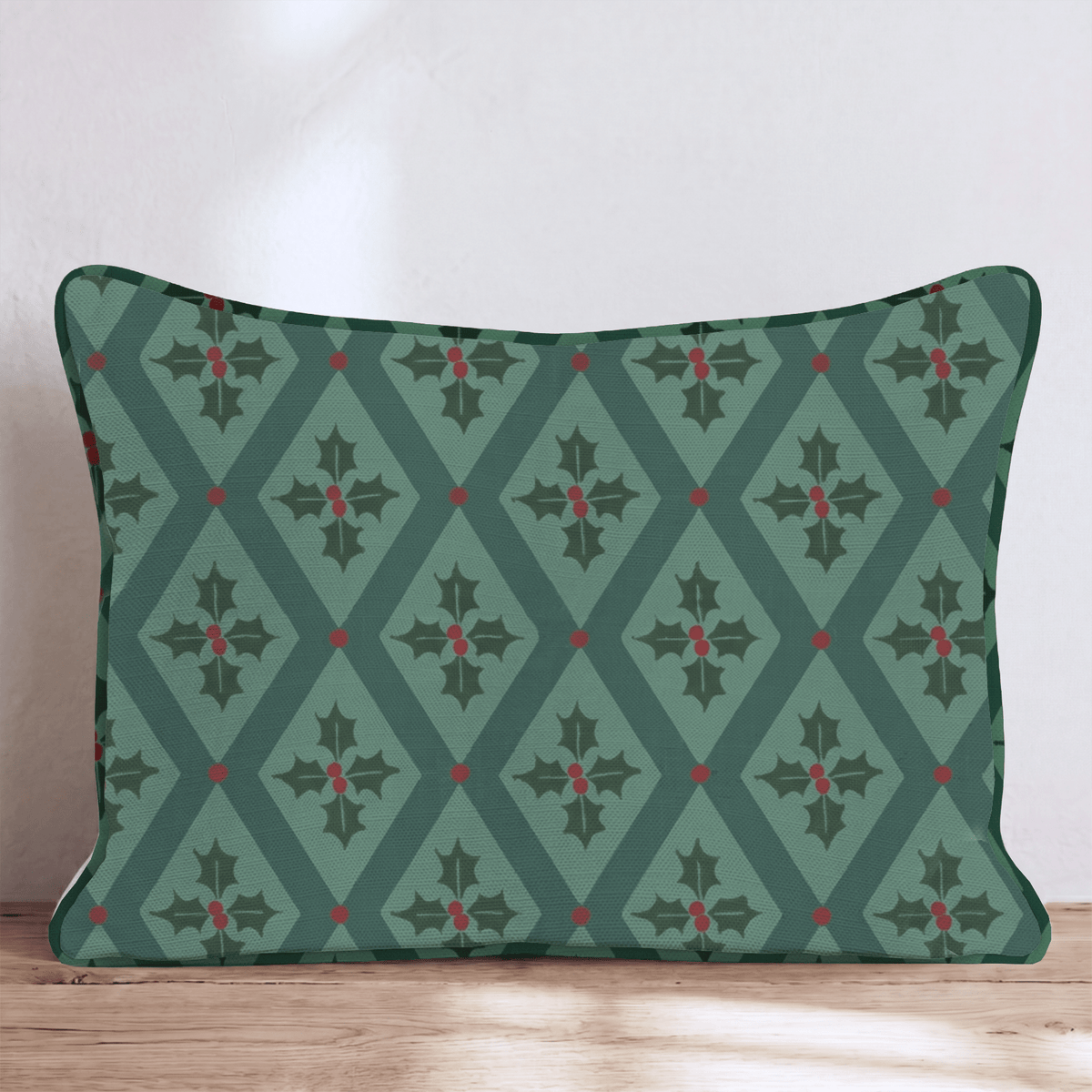 Holly Jolly Harlequin Throw Pillow throw pillow - Hillcroft Home