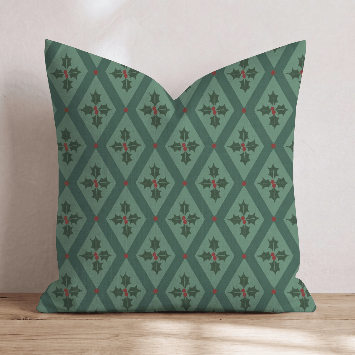 Holly Jolly Harlequin Throw Pillow throw pillow - Hillcroft Home