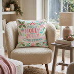 Holly Jolly Mint Lettering Throw Pillow throw pillow - Hillcroft Home
