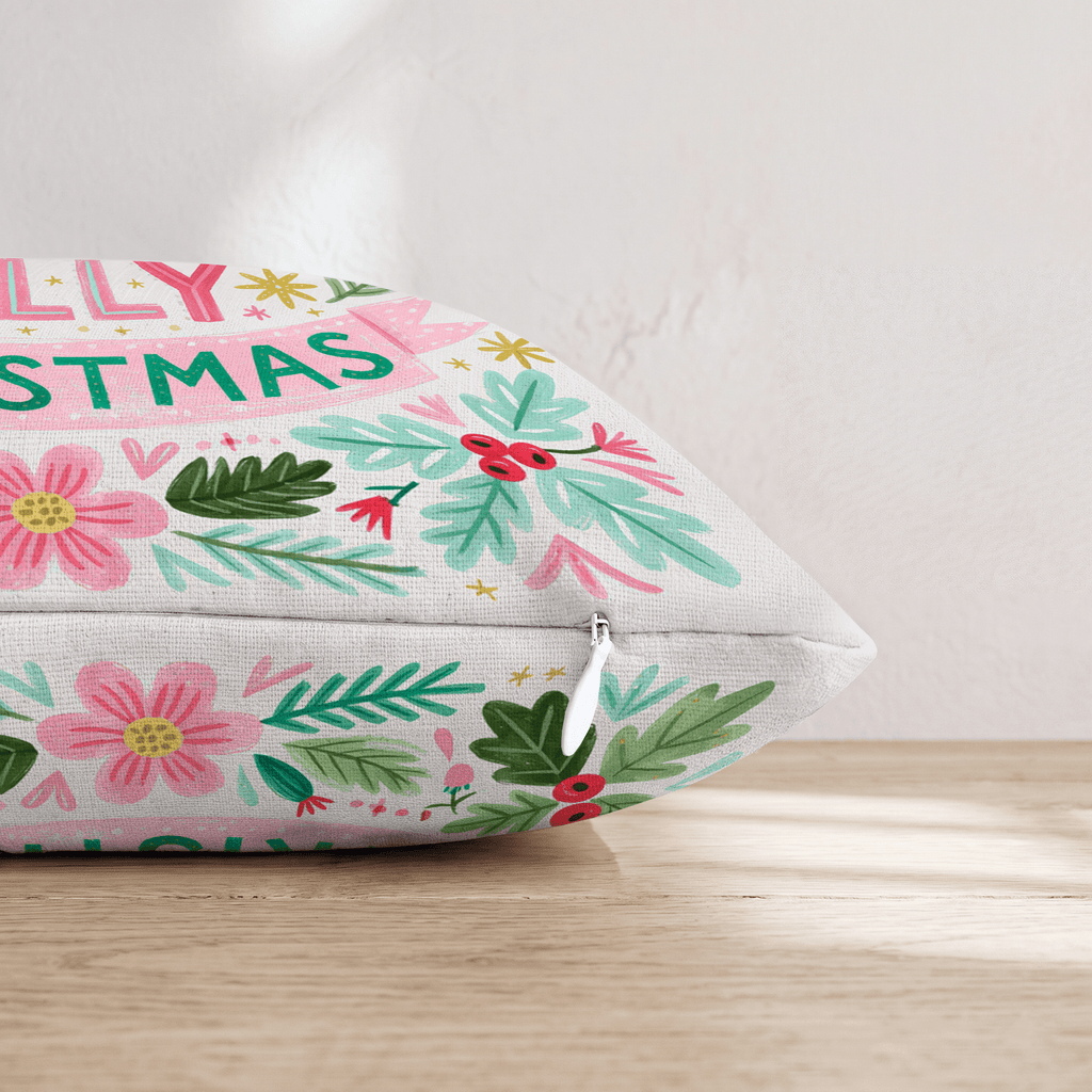 Holly Jolly Mint Lettering Throw Pillow - Hillcroft Home