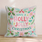 Holly Jolly Mint Lettering Throw Pillow - Hillcroft Home