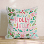 Holly Jolly Mint Lettering Throw Pillow - Hillcroft Home